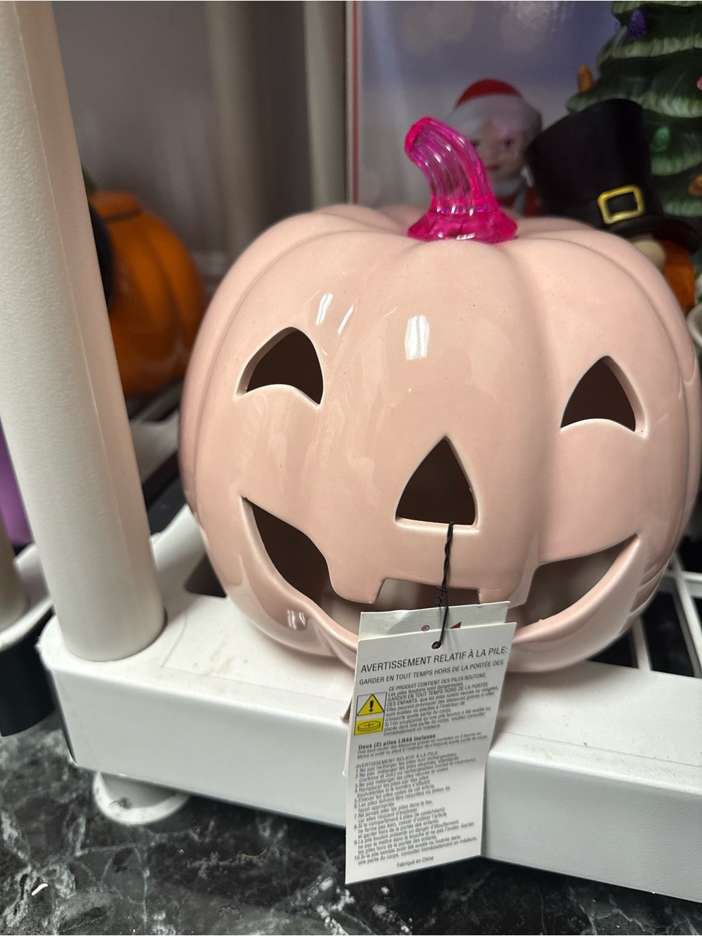 Ceramic Pink Pumpkin LED Decor with Pink Stem